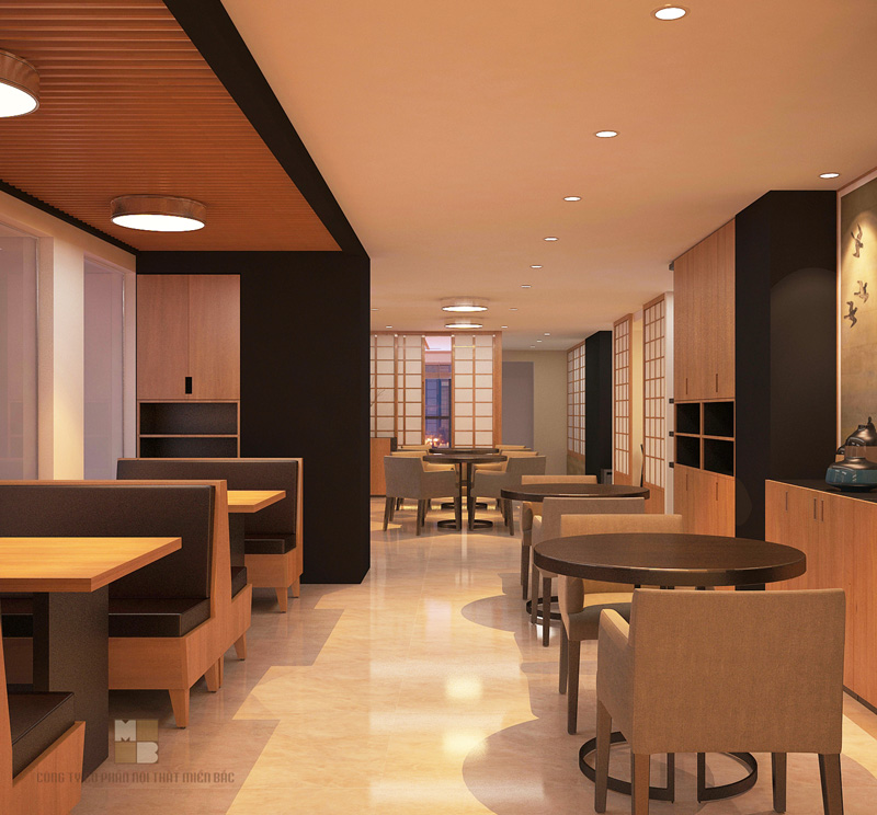 Thiết kế nội thất nhà hàng Nhật Haru - Không gian phòng ăn chung - H1